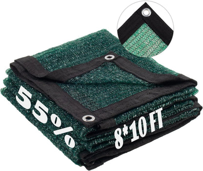 LOVE STORY 8x10FT 55% Green Shade Cloth Sun Shade Net with Grommets Sunblock Net Mesh Tarp for Garden,Plants Cover,Greenhouse and Patio