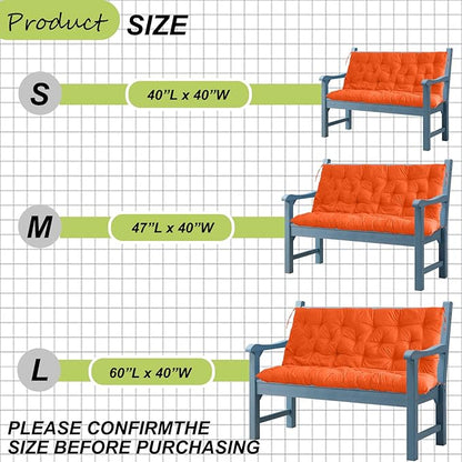 Replacement Cushions for Outdoor Swing, Outdoor Cushions for Patio Furniture with Backrest, Waterproof Thicken 4" Porch Swing Cushions, for Outdoor Patio Garden Furniture(Orange 40 * 47 in)