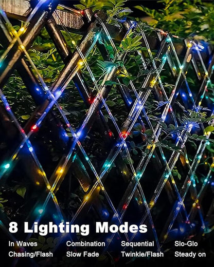 btfarm Solar Rope Lights Outdoor, 120LED 46FT Solar String Lights Outside Waterproof, 8 Lighting Modes Tree Tube Fairy Light Solar Powered for Garden Christmas Yard Party Decorations, Multicolor