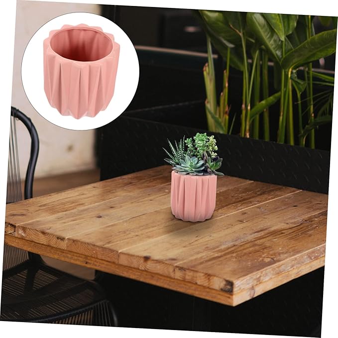 Modern Geometric Ceramic Flower Pot with Drainage and Tray Simple Planter for Bonsai and Indoor Plants Practical Decorative Flower Holder