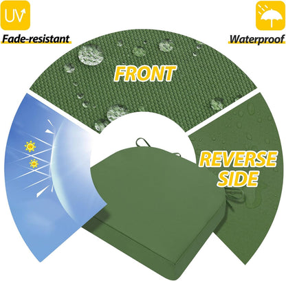 AAAAAcessories Outdoor Seat Cushions for Chairs, Waterproof, Fade-Resistant Patio Furniture Replacement Cushions, 17" x 16" x 2", Set of 2, Dark Moss