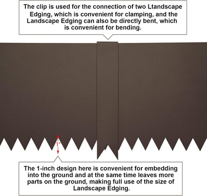 40" L x 6" H Metal Landscape Edging, Heavy Duty Galvanized Steel Garden Edging,6 Pack Steel Landscape Edging with Clips for Lawn, Flower Bed, Yard (Brown)