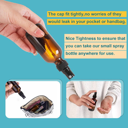 Amber Glass Small Spray Bottle 2 oz 48 Packs,Fine Mist Sprayer Small Clear Bottles,Refillable Containers mini spray bottles for Cleaning Solutions and Skin Care (Amber 48pcs)