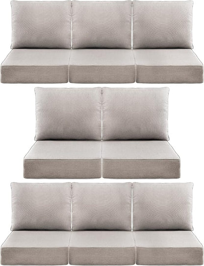 Luxury 6" Outdoor Cushions for Patio Furniture, 24x24x6" Thick Seat Cushion Set of 8, Fade Resistant Couch Chair Replacement Cushions High Density Deep Wicker Chair Cushion w/ Removable Cover, Beige