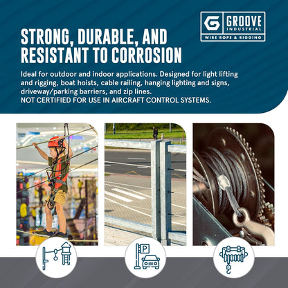 3/8’’ 7x19 Hot Dip Galvanized Aircraft Cable – Steel Wire Rope - 600 Feet