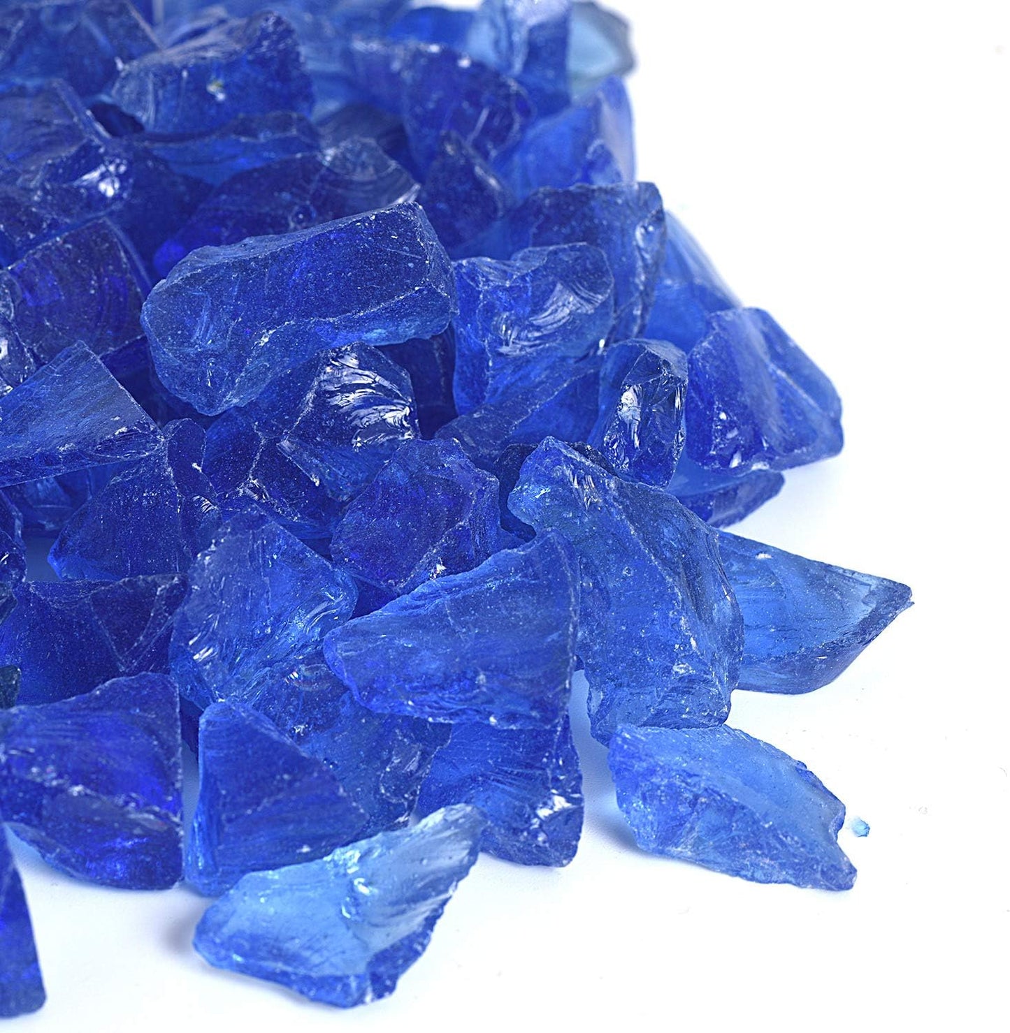 High Luster Reflective Fire Glass Gravel,Fire Gems,Fire Drops,Fire Glass Pebbles Stones Beads Chips for Fire Pit Fish Tank Aquarium Garden,1-2cm,540g/1.19lb (Light Blue)