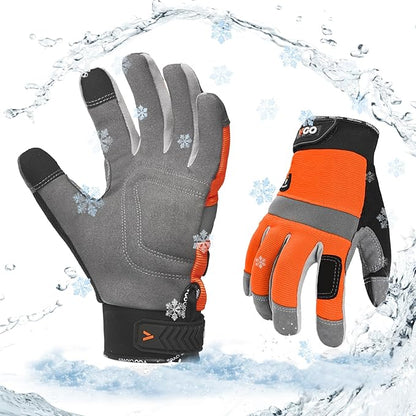 Vgo... 1Pair 5℃/41°F Winter Work Gloves Men, Cold Weather Waterproof Safety Work Gloves,Cold Storage or Freezer Glove