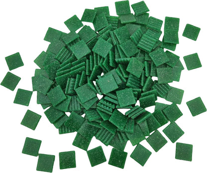3/4 inch Quartz Glass Mosaic Tiles for Crafts, 1.1 LB, Square Mosaic Pieces for DIY Picture, Home Mosaic Decoration (Green)