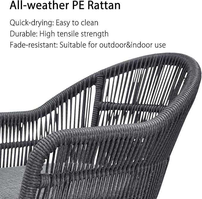 PURPLE LEAF 9 Pieces Patio Dining Set with Outdoor Aluminium Dining Table and Woven Rattan Chairs Modern Metal Furniture Cushions Sets for Garden Yard Indoor Decor Kitchen Gray