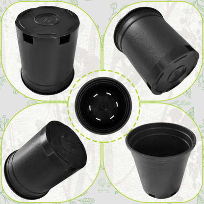 1 Gallon Nursery Pots Plastic Container Injection Molded Pot for Plants Flexible with Drainage Holes Suitable for Plants Soil Growers or Hydroponics Black 10 Pcs