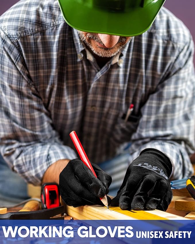 Nuogo 24 Pairs Gardening Gloves for Men Women Rubber Coated Landscaping Work Gloves Safety Work Construction