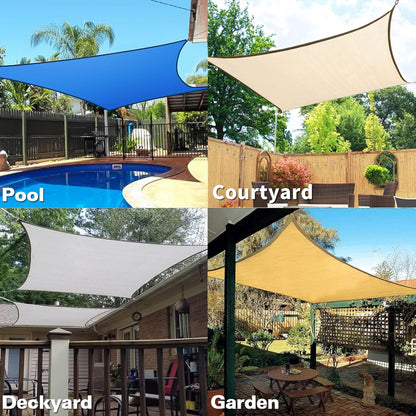 KANAGAWA Sun Shade Sail Curved 24'X24' Sand Rectangle Outdoor Shade Cover UV Blovk Canopy for Patio Garden Backyard Heavy Duty Permeable 185GSM (We Make Custom Size)
