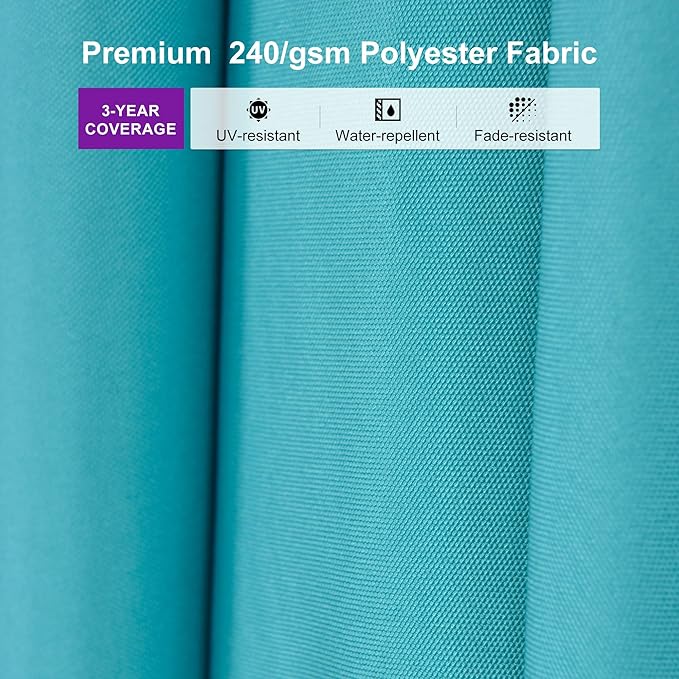 PURPLE LEAF 9' X 11.5' Patio Cantilever Umbrella Outdoor Rectangle Adjustable Offset Umbrellas with 360-degree Rotation and 8 Heavy Duty Metal Ribs for Garden Deck Pool Turquoise Blue