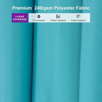 PURPLE LEAF 9' X 11.5' Patio Cantilever Umbrella Outdoor Rectangle Adjustable Offset Umbrellas with 360-degree Rotation and 8 Heavy Duty Metal Ribs for Garden Deck Pool Turquoise Blue