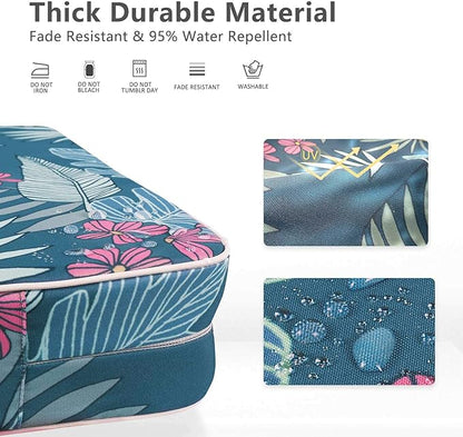 Porch Shield Outdoor Cushion Slipcovers Patio Chair Seat Cushion Covers Set 4 Waterproof Fade Resistant 22 x 20 x 4 inch, Palm Leaf