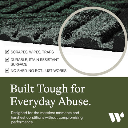 WaterHog Indoor/Outdoor Door Mat, 3' x 5', Made in USA, Durable & Skid-Resistant Front Door Rug, Decorative, Water-Trapping & Heavy-Duty Entryway Floor Mat For Your Home, Boxwood Collection, Evergreen