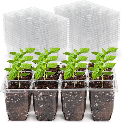 MIXC 360 Cells Seedling Starter Trays Transparent Seed Tray Grow Germination Kit with 30 Plant Lables(1.5 inch x 12 Cells per Tray, 30 Trays)