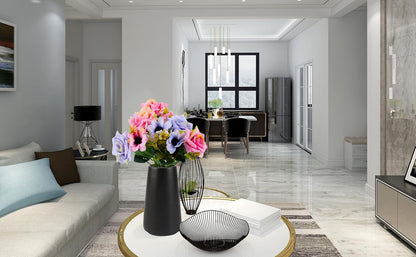 Simple Vase for Flowers Plants, Matte Vases for Modern Table Shelf Home Decor Wedding Boho Decor, 6" H Frosted Elegant Ceramic Vase for Pampas Grass Fluffy Stem Bouquet Lavender Flowers (Black, 2)