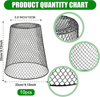 Chicken Wire Cloche Plant Covers - 20 Pack Garden Plant Cloche Metal Heavy Duty Plant Protectors from Animals for Keeping Bunnies Chicken Squirrels Birds Other Out (Black)