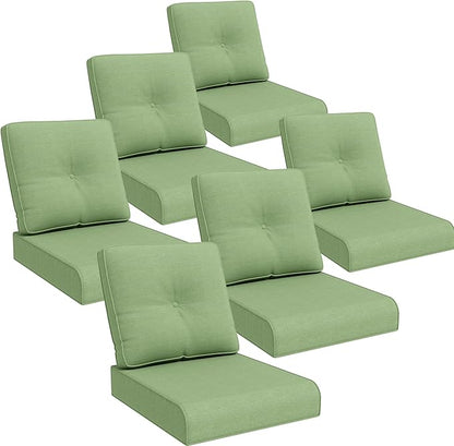 Joyside Outdoor Chair Cushions Set, 22x25/22x24 Inch Patio Furniture Deep Seat Cushions, Water Resistant & Thick Cushion, Outdoor Replacement Cushions for Seat and Sofa (Green, 6 Set)
