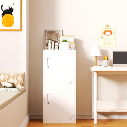 2 Door Vertical Stackable Storage Cabinet with Lock,Anti-Failing Device, Metal Lcoker,Organizer for Office, Home, Gym, School,Employee,Kids. (2D-White)