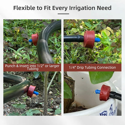 30PCS 0.5 GPH Pressure Compensating Drip Irrigation Spot Watering Drippers/Emitters, Self-Cleaning Constant Flow Drip Irrigation Emitters Heads Irrigation Drippers Parts for Drip Irrigation System