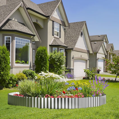 Land Guard Corrugated Garden Edging Border,6" x 50' Landscape Paver Edging, Tall Landscape Edging, Fence for Garden, Flower Bed, Lawn and Landscape Edging (Silver)