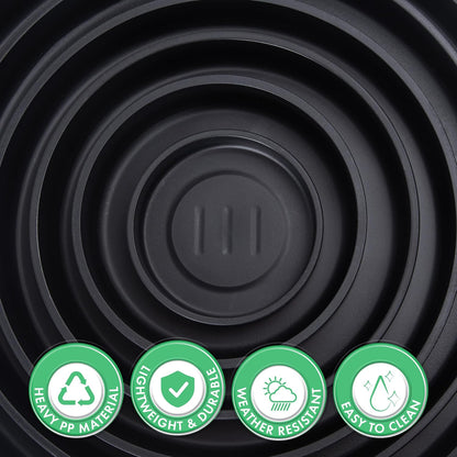 Phoenix Vine 14 Inch Plastic Plant Saucer Water Drip Tray, Heavy Sturdy Round Plant Drainage Tray for Indoors Outdoor, Matte Black, 21-TY-14B-1