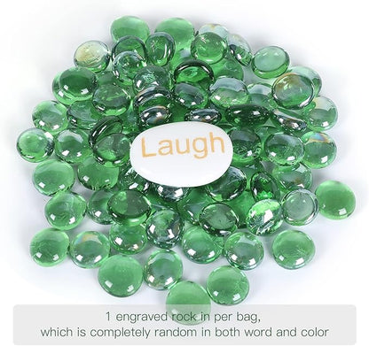 11LB Fire Glass Beads Flat Glass Marbles for Outdoor Fire Pit and Fireplace, Glass Gemstones for Vase Filler, Aquariums, Hydroponics Plants, Home Decor and Christmas DIY Craft, Green