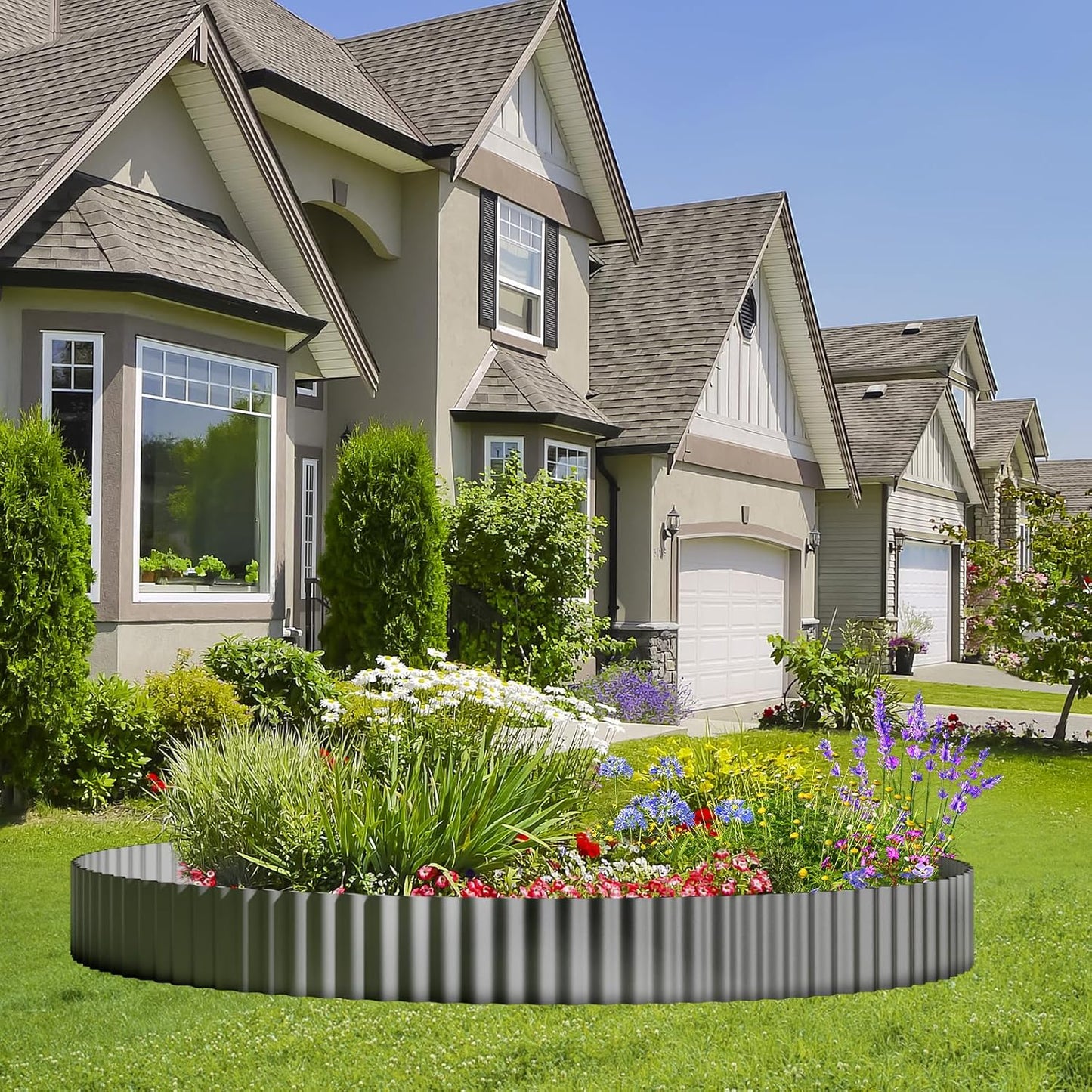 Land Guard Corrugated Garden Edging Border, 12" x 100' Landscape Paver Edging, Tall Landscape Edging, Fence for Garden, Flower Bed, Lawn and Landscape Edging (Grey)