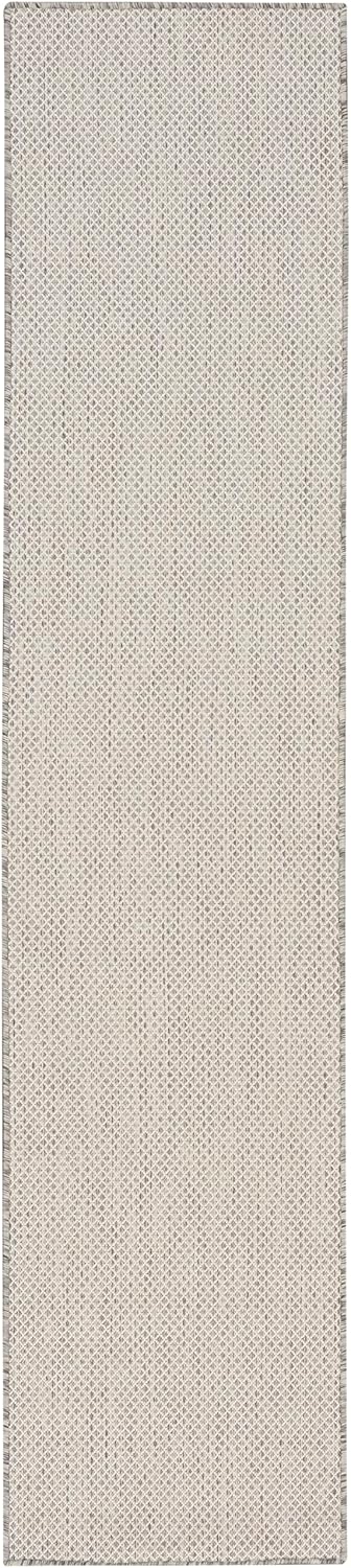 Nourison Home Courtyard Indoor/Outdoor Ivory Silver 2'2" x 16' Area Rug, Easy Cleaning, Non Shedding, Bed Room, Living Room, Dining Room, Backyard, Deck, Patio (2x16)