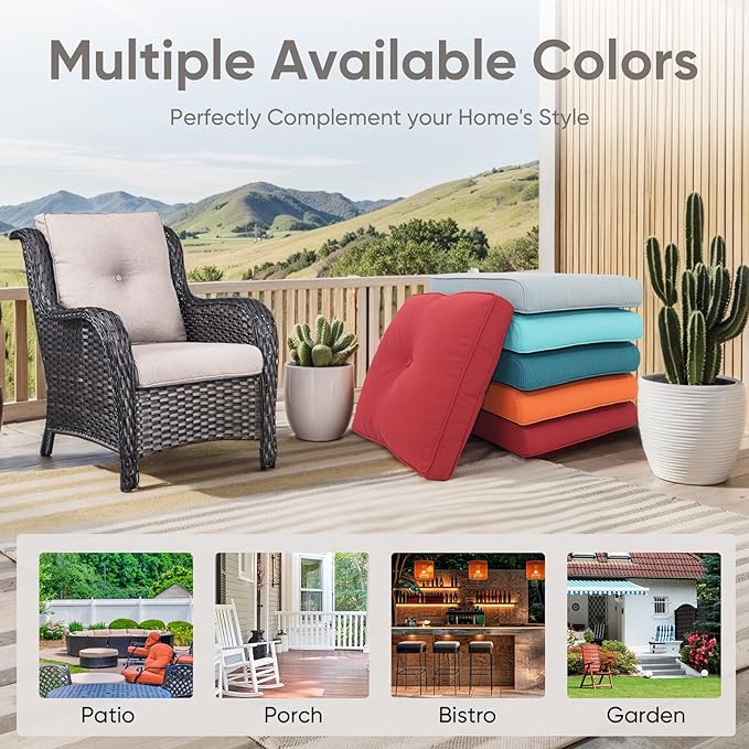 Patio Chair Cushions 6 Packs - Outside High Back Thick Water-Resistant Cushion 22x24 with Zipper Cover for Outdoor Glider Rocking Chairs Loveseat 3-Seater Couch Sofa – Beige/Buckle