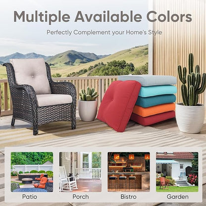 Patio Chair Cushions 6 Packs - Outside High Back Thick Water-Resistant Cushion 22x24 with Zipper Cover for Outdoor Glider Rocking Chairs Loveseat 3-Seater Couch Sofa – Beige/Buckle