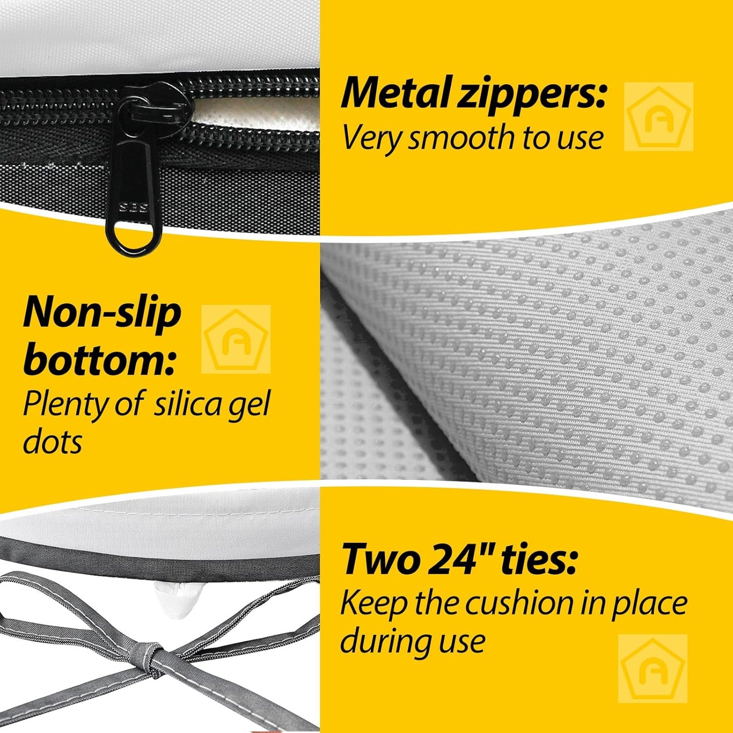 AAAAAcessories Outdoor Seat Cushions for Chairs, Waterproof, Fade-Resistant Patio Furniture Replacement Cushions, 17" x 16" x 2", Set of 4, Gray Cabana Stripe