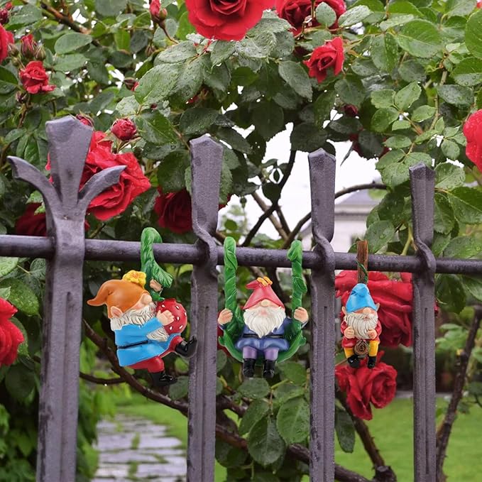 3PCS Climbing Gnomes Statue for Garden Decor, Resin Crafts Plant Decorations for Pots, Fairy Garden Accessories and Tree Faces Decor Outdoor, Halloween and Christmas Decorations