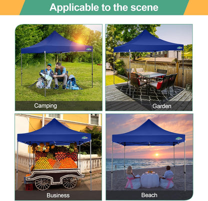 COBIZI 10x10 Pop Up Canopy Tent 10x10 Easy up Canopy, Heavy Duty Outdoor Canopy UPF 50+ All Weather Waterproof Instant Party Tents for Parties Gazebo with Handbag, Navy Blue(Windproof Upgraded)
