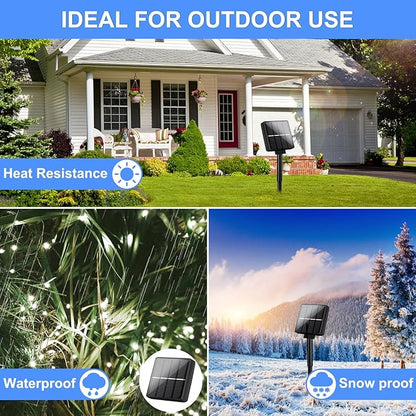 Brightever Outdoor String Lights Solar Powered, 2-Pack Total 80FT 200LED Solar Fairy Lights for Outside Waterproof with 8 Lighting Modes, Solar Twinkle Lights Outdoor for Garden (Daylight White)