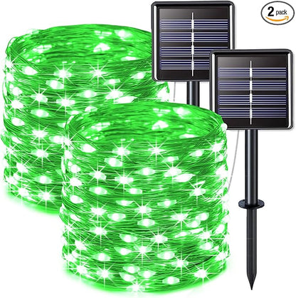 JMEXSUSS 2 Pack Green Halloween Lights, Each 33ft 100 LED Green Solar Lights Outdoor, Waterproof Solar Fairy String Light for Outside Patio Garden Party Tree Christmas Halloween Decorations