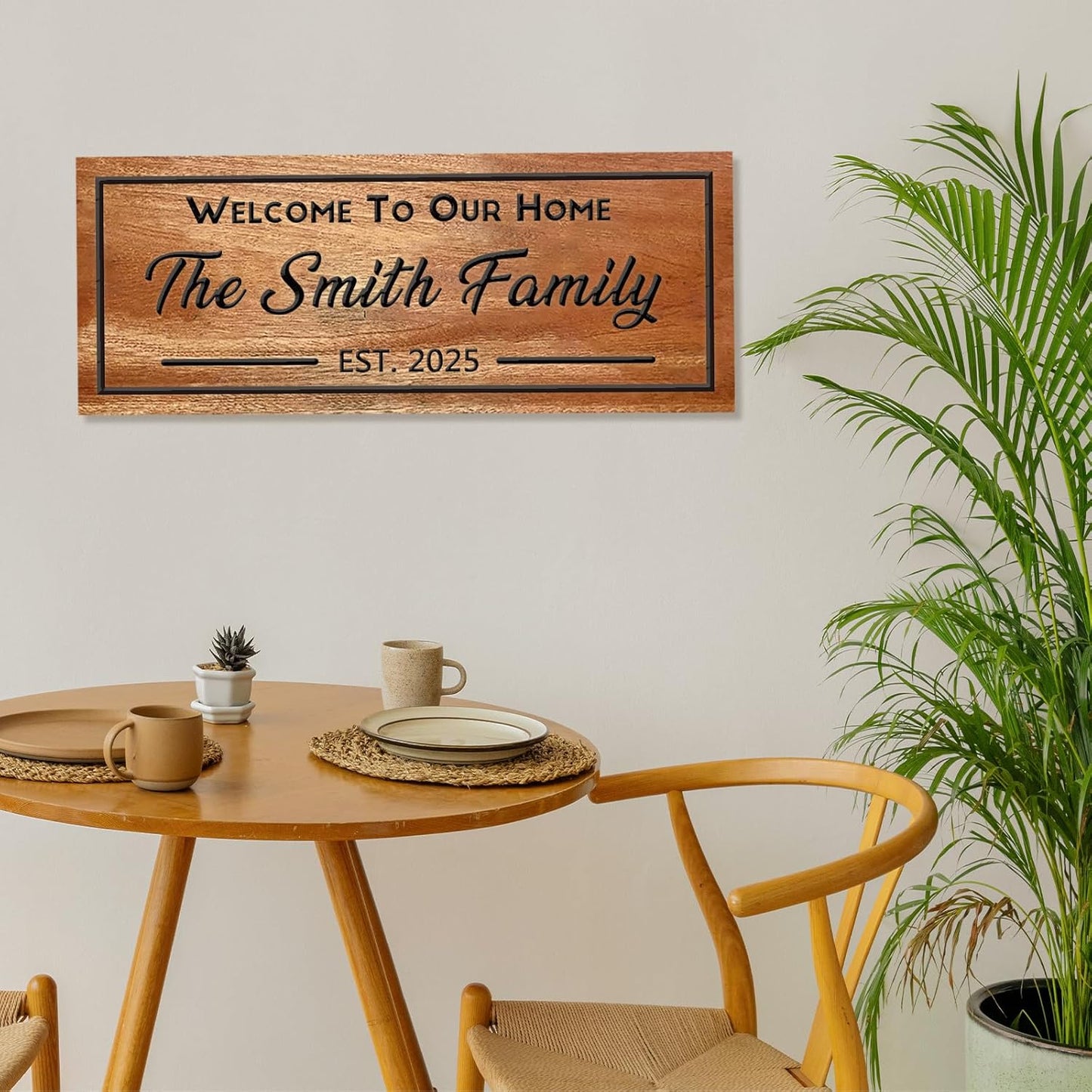 Custom Carved Wood Family Name Sign Personalized Wooden Name Sign Custom Wall Decor for Wedding, Anniversary, Housewarming, New Home Gift, Last Name Cabin Sign