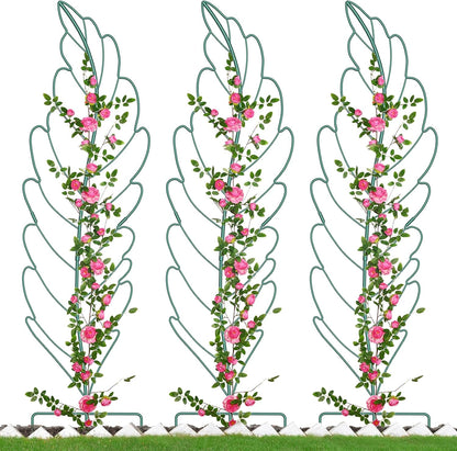 3 Pack Metal Garden Trellis for Climbing Plants,Green Metal Garden Trellis for Vines Plant Rose Vegetable Support,Large Decorative Outdoor Trellis