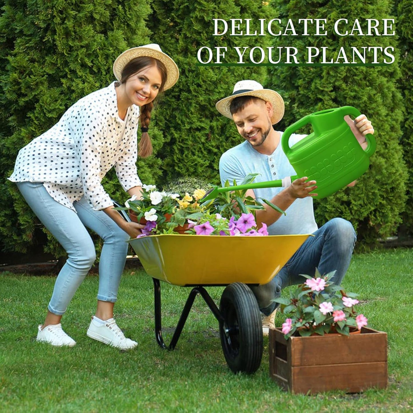 Qilebi 2 Gallon Watering Can for Outdoor Plants, Plant Watering Cans with Removable Long Spout and Stainless Steel Sprinkler Head, Large Plastic Watering Can for Garden Flowers Plants Light Green