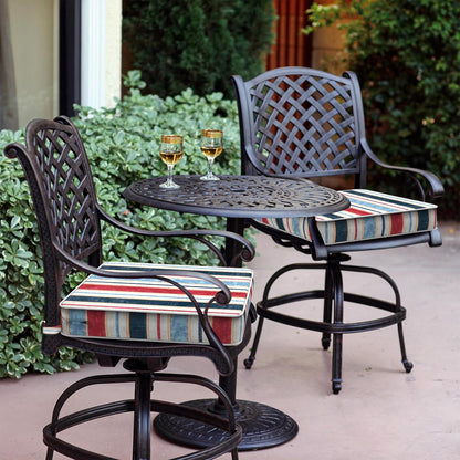 LVTXIII Patio Chair Cushions 19"x19"x3", Water-Repellent Outdoor Seat Cushions for Patio Furniture, Square Chair Pads with Ties for Home Garden Decoration, Set of 2, Stripe Red Blue