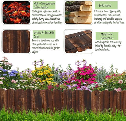 Wood Garden Edging 3 Pack 5.9" H × 47" L Flexible Wooden Garden Fence, Decorative Landscape Edging Border for Flower Beds, Lawns, Pathway, Yard