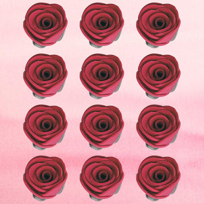 Confect Edible Flower | Edible Flower for cake decorations | Edible Flower Cupcake Toppers | Cupcakes & Doughnut Edible Toppers | Rich Deep Burgundy Sugar Flower- Pack of 12