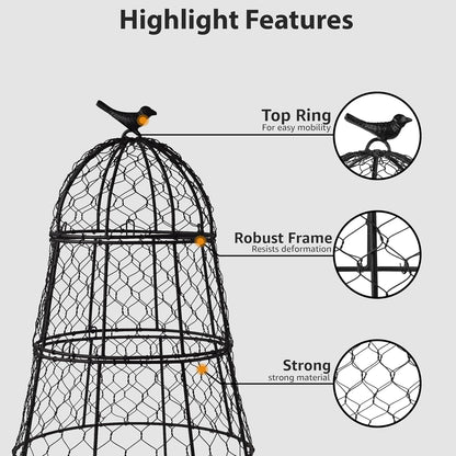 Pack of 10 Heavy-Duty Chicken Wire Plant Cloches – Rustproof Garden Protectors and Plant Cages for Vegetables and Flowers – Safeguard Plants from Deer and Critters – 20” x 12”