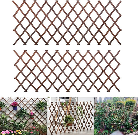 2 Pcs Expandable Garden Trellis, 38" x 89" Large Wooden Lattice Fence Wall Panel Lattice Trellis for Climbing Plants Outdoor Ivy Vine Rose Clematis for Garden Patio Room Decor (2)