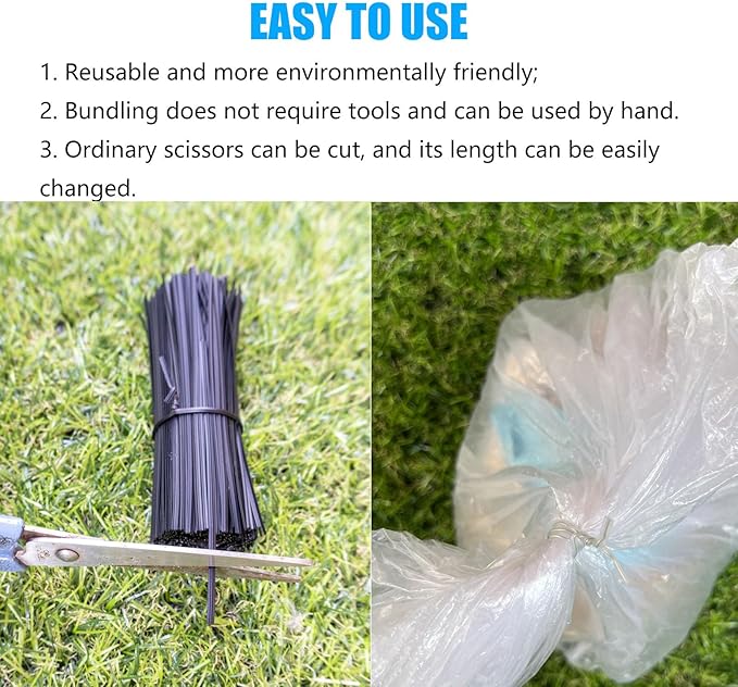 Plastic Black 4" Twist Ties, Reusable Cable Ties,Long Garbage Bag Twist Ties, Trash Bag Coated Ties, Twisty Ties for Organizing, Plant Hollding, Office, Christmas Tree (500 Pcs/4 inch)