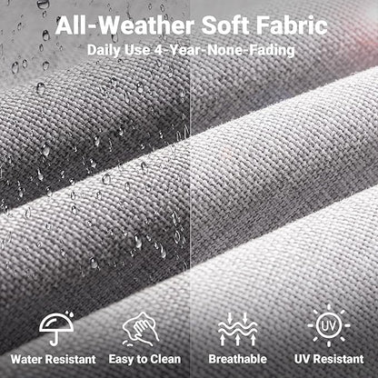 ovios 2 Pieces Patio Furniture Set, Outdoor Wicker Sofa with Glass Coffee Table, All Weather High Back Rattan Loveseat Couch 2 Seats with Comfy Cushions, Grey