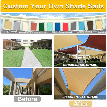 KANAGAWA Sun Shade Sail 20'x20' Grey Rectangle UV Block Canopy Awning Shelter Fabric Cloth Screen for Outdoor Patio Garden Backyard