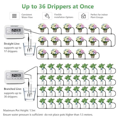 49FT Automatic Plant Watering System–HEKIWAY 390 Adjustable Watering Modes, Supports 15-20 Pots | Indoor Garden System & Vacation Plant Watering Devices, Auto Watering for Plants Outdoor